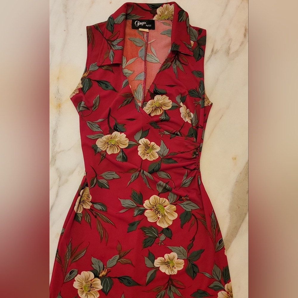Feminine Floral Red Dress